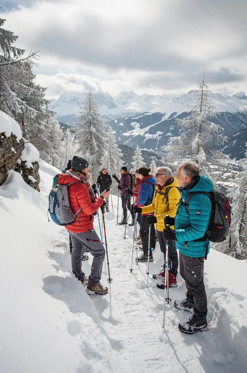 Übersichtlicher Informationsstand mit Broschüren zu Wanderwegen, Sicherheits-Tipps und Ausrüstungsempfehlungen.